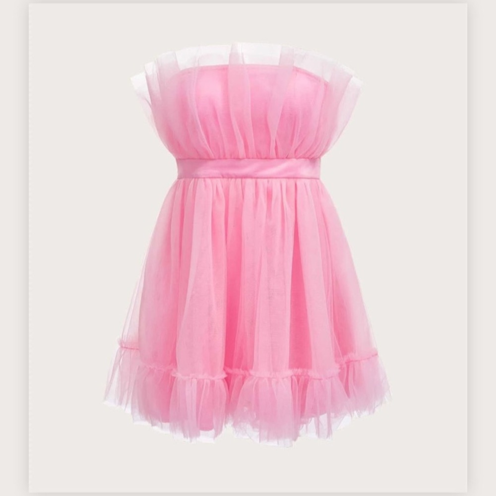 ❌SOLD❌ Elegant Pink Strapless Mini Dress